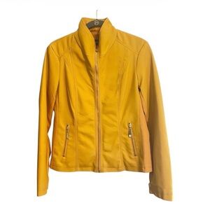 Ellen Tracy Mustard Faux Leather Jacket 
Size M